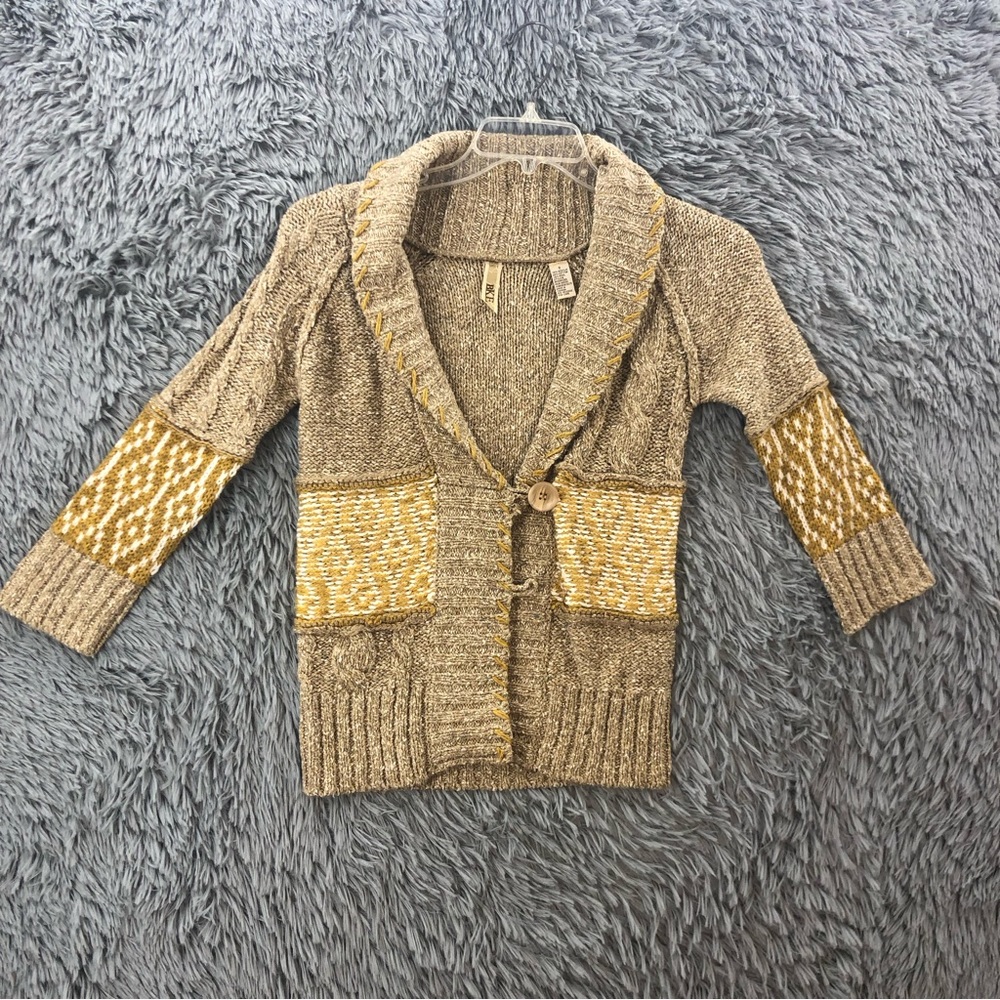BKE Buckle Sweater Womens Small Wool Blend Colorblock Cardigan